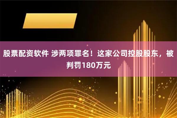 股票配资软件 涉两项罪名！这家公司控股股东，被判罚180万元